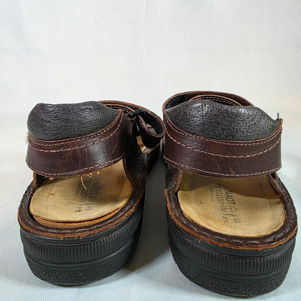 Naot Lappland Brown Mens 15 EU48 Leather Sandals Adjustable Fisherman Comfort